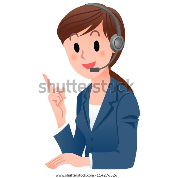 Customer Service Woman Suit Pointing Smile Stock Vector (Royalty Free ...