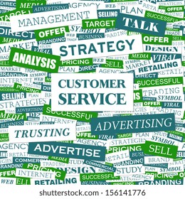 CUSTOMER SERVICE. Word cloud concept illustration. Graphic tag collection. Wordcloud collage with related tags and terms. 