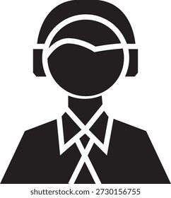 trabalhador de serviço ao cliente com ícone de glifo de fone de ouvido