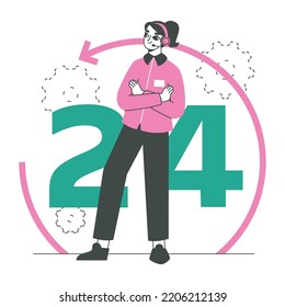 Customer service worker, personal assistant online consulting. Technical specialist solving problem, professional support service operator flat vector background illustration. Hotline support service