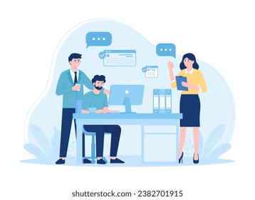 Customer service worker trending concept flat illustration