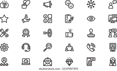 Ícones de serviços ao cliente Coleção de ícones vetoriais de alta qualidade com traço editável. Ideal para projetos profissionais e criativos.
