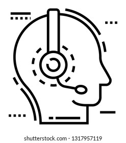 Customer services representative line icon design/ 24h helpline 