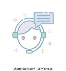 Ilustración del vector de servicios al cliente. Icono de color de esquema relleno.