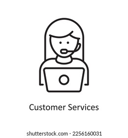 Customer Services Vector Outline Icon Design illustration. Shopping and E-Commerce Symbol on White background EPS 10 File