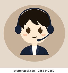 customer servie profession male and earphone in head