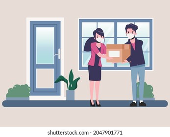 Customer shopping online fast delivery during covid-19. Stay at home avoid spreading the coronavirus.