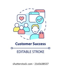 Customer success concept icon. Sales tool abstract idea thin line illustration. Reach clients goals. Management software. Isolated outline drawing. Editable stroke. Arial, Myriad Pro-Bold fonts used