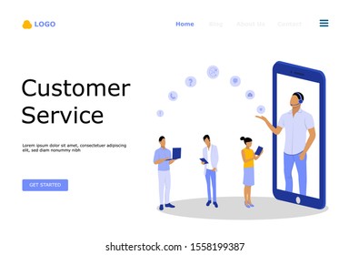 Customer Support and Advising Clients Vector Illustration Concept , Suitable for web landing page, ui, mobile app, editorial design, flyer, banner, and other related occasion