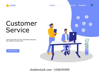 Customer Support and Advising Clients Vector Illustration Concept , Suitable for web landing page, ui, mobile app, editorial design, flyer, banner, and other related occasion