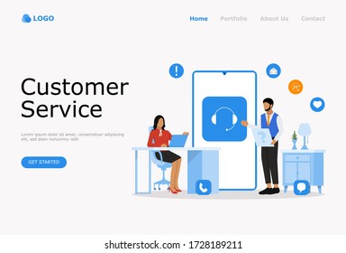 Customer Support and Advising Clients Vector Illustration Concept , Suitable for web landing page, ui, 
mobile app, editorial design, flyer, banner, and other related occasion