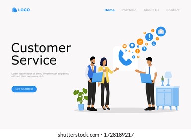 Customer Support and Advising Clients Vector Illustration Concept , Suitable for web landing page, ui, 
mobile app, editorial design, flyer, banner, and other related occasion