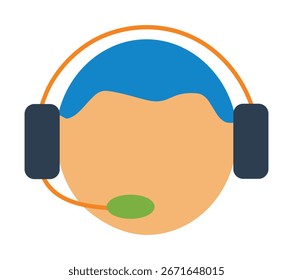 Ilustração vetorial do ícone do agente de suporte ao cliente, operador do call center com avatar do headset