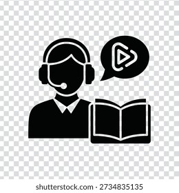 A customer support agent wearing a headset and providing educational content to a client