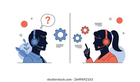 Agentes de suporte ao cliente colaborando para resolver problemas do cliente usando tecnologia de comunicação avançada e técnicas eficientes de solução de problemas