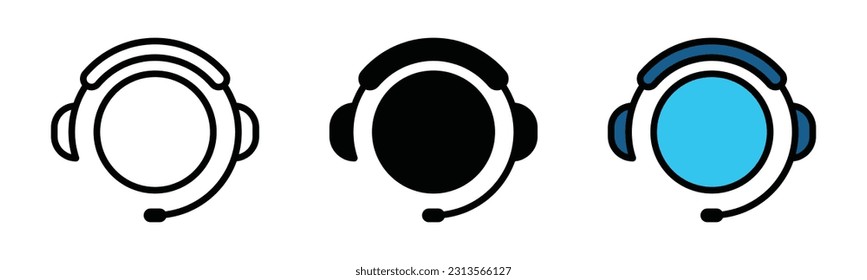 Customer support, assistance, technical support, customer service, call center, hotline, operator, staff, agent, service icon vector set in line and flat style for app and website. Vector illustration