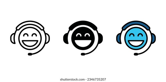 Customer support, assistance, technical support, customer service, call center, hotline, operator, staff, agent, service icon vector set in line and flat style for app and website. Vector illustration