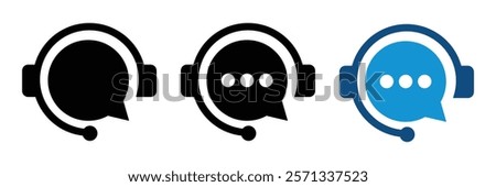 Customer support, assistance,, technical support, customer service, operator, staff, agent, service icon vector set in line and flat style for app and website.