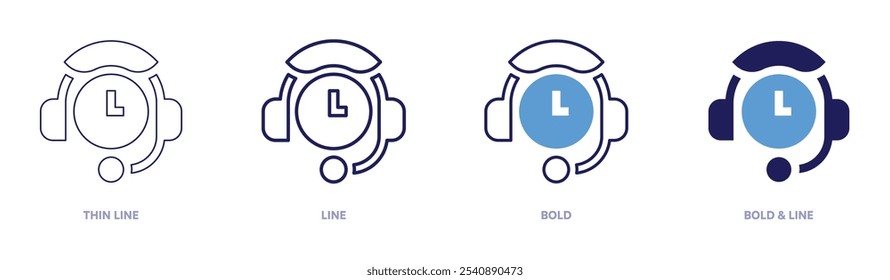 Customer support automation icon in 4 different styles. Thin Line, Line, Bold, and Bold Line. Duotone style. Editable stroke.
