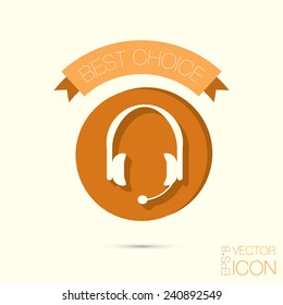 customer support avatar, headphone icon. help sign