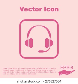 customer support avatar, headphone icon. help sign