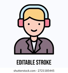 Icono de Vector de ilustración de avatar de Asistencia al cliente.