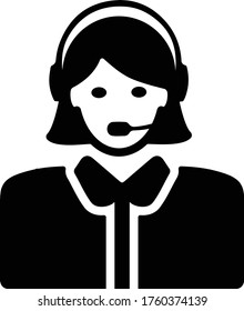 Customer support black icon, call center agent