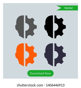 Customer support, Brainstorming, head gear set icon Vector on style Background 
