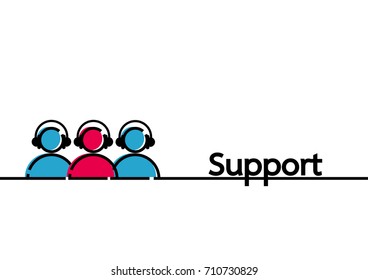 Customer support. Business concept with Flat Design on white background. Vector Illustration