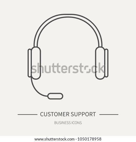 Customer support - business icon in flat thin line style. Graphic design elements for ad, apps, website,packaging, poster or brochure. Vector illustration