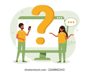 Customer support call center concept. Customer helpdesk, communication, call center, online help, frequently asked questions, support system, chat. Support creative illustration