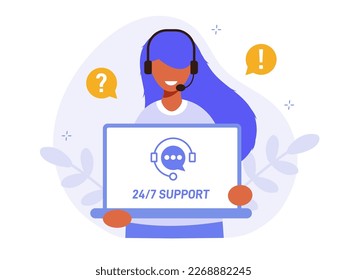 Call Center-Konzept des Kundendienstes Kundenhelpdesk, Kommunikation, Callcenter, Online-Hilfe, häufig gestellte Fragen, Support-System, Chat. Kreative Illustration unterstützen