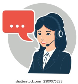 Customer support - call center operator with headset phone assistance icon