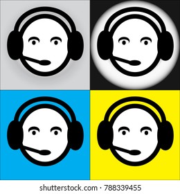 Customer support call center service concept icon set