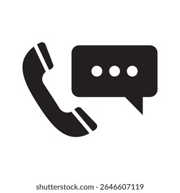 Icono de llamada de Asistencia al cliente con burbuja de teléfono y voz para servicio de comunicación mesa de ayuda y centro de contacto Vector de asistencia técnica Icono de glifo sólido