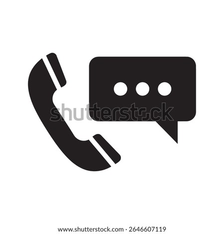 Customer support call icon with telephone and speech bubble for communication service helpdesk and contact center technical assistance vector solid glyph icon