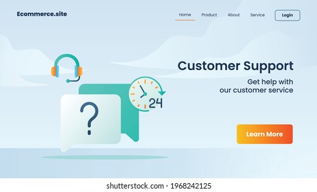 Kundendienst-Kampagne für Startseite der Website, die landingpage Banner-Vorlage Flyer mit flachem Cartoon-Stil landet
