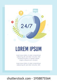 Customer support care helpline operator. Helpdesk flyer concept. Vector Illustration.
