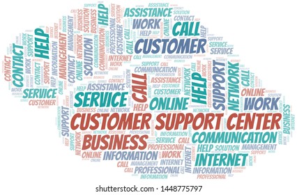 Customer Support Center word cloud vector made with text only