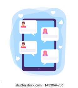 Customer support chart concept. Vector design graphic flat cartoon illustration