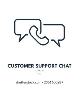 Customer Support Chat Icon. Contact, Phone, Message. Editable Stroke. Simple Vector Icon