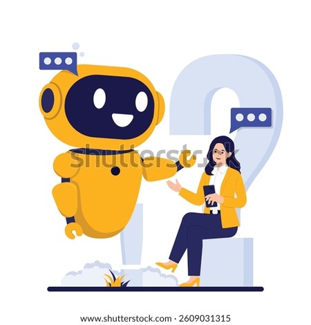 Customer support with chatbot chat bot, call center, and technical help service in modern flat illustration