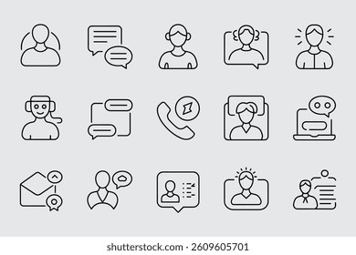 Customer Support Communication Icons Representing Online Help And Assistance Services