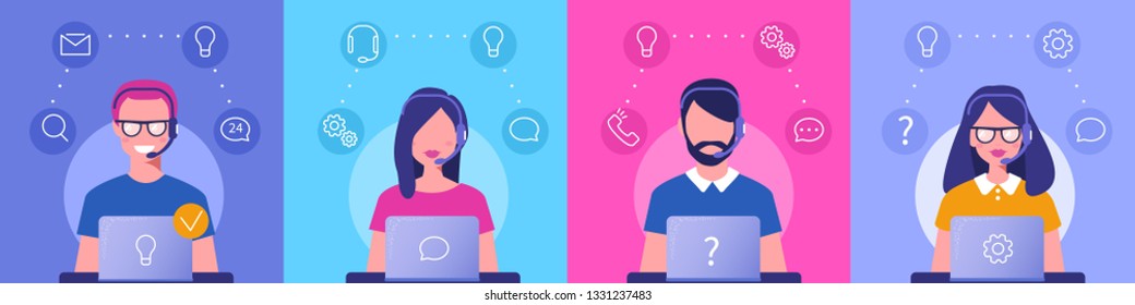 Customer support concept. Can use for web banner, infographics, hero images. Flat vector illustration isolated on white background.