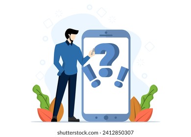 customer support concept. Characters ask questions, receive answers, share user experiences, and provide customer feedback. Flat vector illustration on white background.