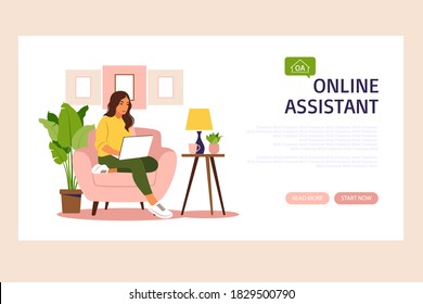 Customer support concept design, Operator doing live feedback, hotline operator advises client, Suitable for web landing page, mobile app, ui, banner template. Vector Illustration. Flat.