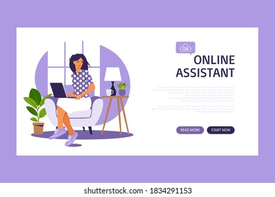 Customer support concept design, Operator doing live feedback, hotline operator advises client, Suitable for web landing page, mobile app, ui, banner template. Vector Illustration. Flat.