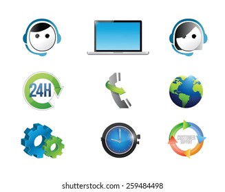 customer support concept icon set illustration design over white