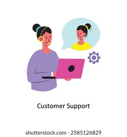 Customer Support Concept vector illustration.  isolated on white Background. 