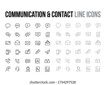 Customer support, contact, messaging, communication vector thin line icon - app and mobile web responsive	
